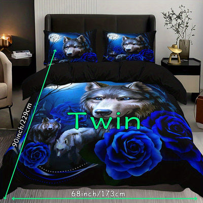 Wolf Rose 3-Piece Duvet Cover Set