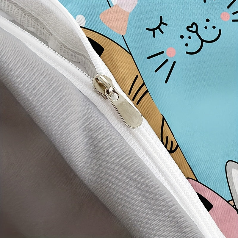 Cartoon Cat 3-Piece Duvet Cover Set